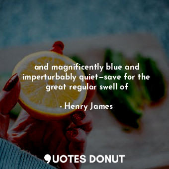  and magnificently blue and imperturbably quiet—save for the great regular swell ... - Henry James - Quotes Donut