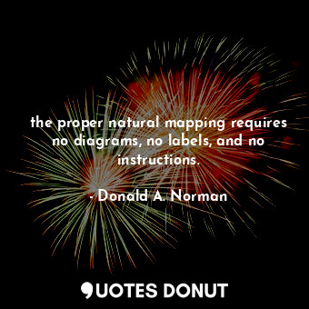  the proper natural mapping requires no diagrams, no labels, and no instructions.... - Donald A. Norman - Quotes Donut