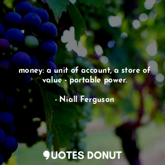  money: a unit of account, a store of value - portable power.... - Niall Ferguson - Quotes Donut