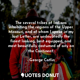 The several tribes of Indians inhabiting the regions of the Upper Missouri, and of whom I spoke in my last Letter, are undoubtedly the finest looking, best equipped, and most beautifully costumed of any on the Continent.