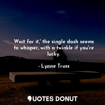 Wait for it,' the single dash seems to whisper, with a twinkle if you're lucky.
