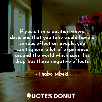  If you sit in a position where decisions that you take would have a serious effe... - Thabo Mbeki - Quotes Donut