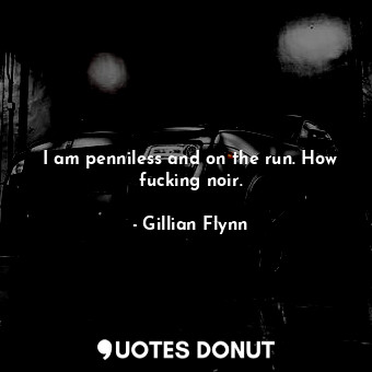  I am penniless and on the run. How fucking noir.... - Gillian Flynn - Quotes Donut