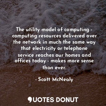The utility model of computing - computing resources delivered over the network in much the same way that electricity or telephone service reaches our homes and offices today - makes more sense than ever.