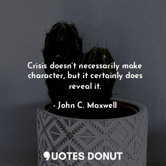  Crisis doesn’t necessarily make character, but it certainly does reveal it.... - John C. Maxwell - Quotes Donut