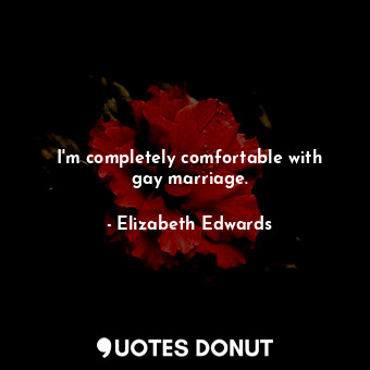 I&#39;m completely comfortable with gay marriage.