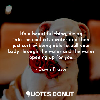  It&#39;s a beautiful thing, diving into the cool crisp water and then just sort ... - Dawn Fraser - Quotes Donut