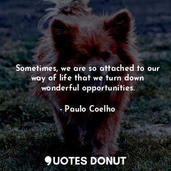 Sometimes, we are so attached to our way of life that we turn down wonderful opportunities.