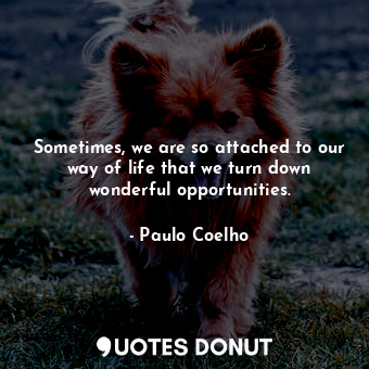  Sometimes, we are so attached to our way of life that we turn down wonderful opp... - Paulo Coelho - Quotes Donut