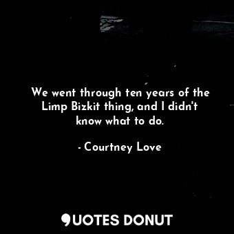 We went through ten years of the Limp Bizkit thing, and I didn&#39;t know what to do.