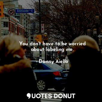  You don&#39;t have to be worried about labeling me.... - Danny Aiello - Quotes Donut