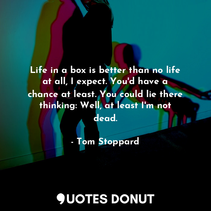 Life in a box is better than no life at all, I expect. You'd have a chance at least. You could lie there thinking: Well, at least I'm not dead.