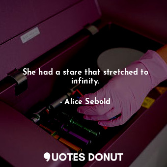  She had a stare that stretched to infinity.... - Alice Sebold - Quotes Donut