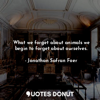  What we forget about animals we begin to forget about ourselves.... - Jonathan Safran Foer - Quotes Donut