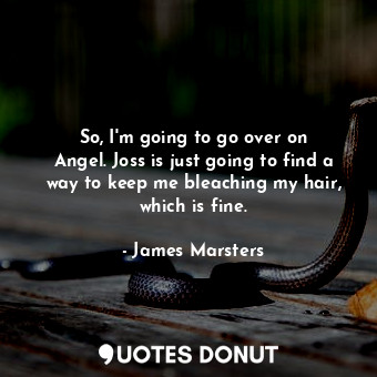  So, I&#39;m going to go over on Angel. Joss is just going to find a way to keep ... - James Marsters - Quotes Donut