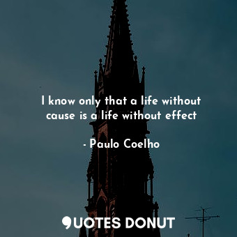  I know only that a life without cause is a life without effect... - Paulo Coelho - Quotes Donut