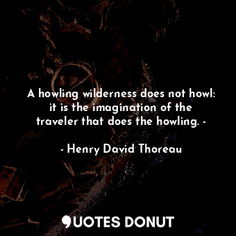 A howling wilderness does not howl: it is the imagination of the traveler that does the howling. -