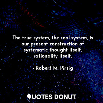 The true system, the real system, is our present construction of systematic thought itself, rationality itself,