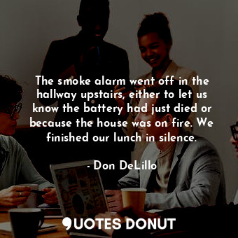 The smoke alarm went off in the hallway upstairs, either to let us know the battery had just died or because the house was on fire. We finished our lunch in silence.