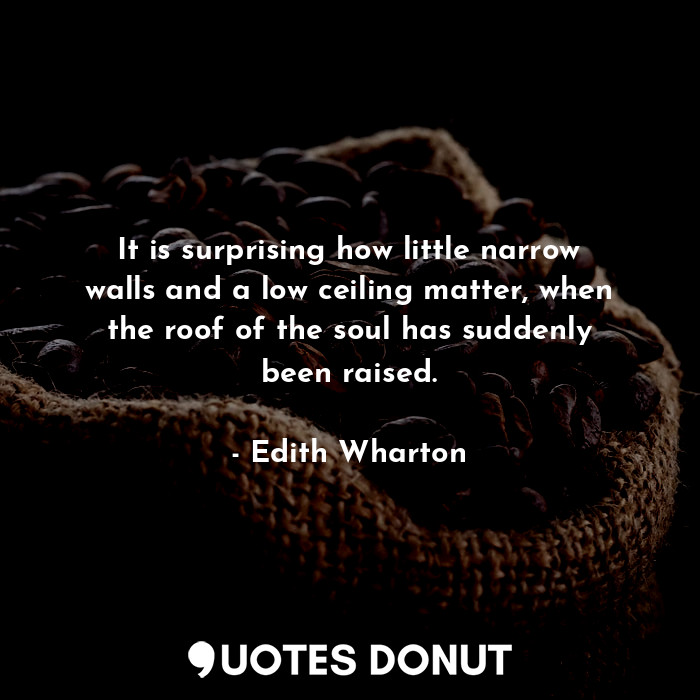  It is surprising how little narrow walls and a low ceiling matter, when the roof... - Edith Wharton - Quotes Donut