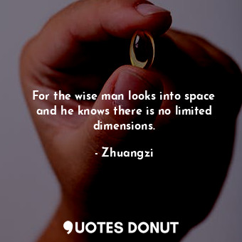  For the wise man looks into space and he knows there is no limited dimensions.... - Zhuangzi - Quotes Donut