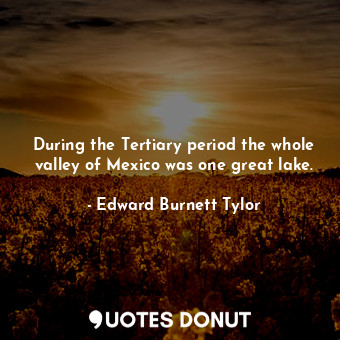  During the Tertiary period the whole valley of Mexico was one great lake.... - Edward Burnett Tylor - Quotes Donut