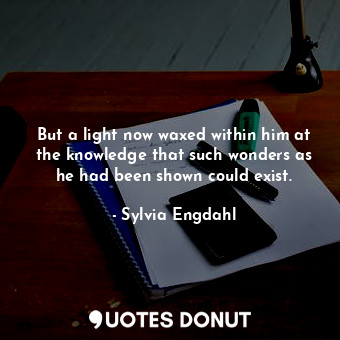 But a light now waxed within him at the knowledge that such wonders as he had been shown could exist.
