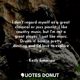 I don&#39;t regard myself as a great classical or jazz pianist. I like country music, but I&#39;m not a great player. I just like music. Drums &#39;n&#39; bass is pretty exciting and I&#39;d love to explore it.