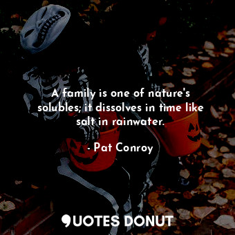  A family is one of nature's solubles; it dissolves in time like salt in rainwate... - Pat Conroy - Quotes Donut