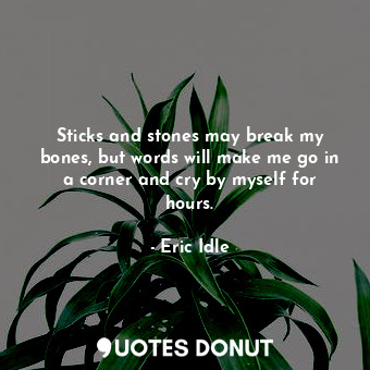  Sticks and stones may break my bones, but words will make me go in a corner and ... - Eric Idle - Quotes Donut