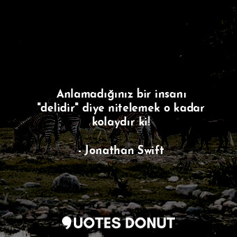  Anlamadığınız bir insanı "delidir" diye nitelemek o kadar kolaydır ki!... - Jonathan Swift - Quotes Donut