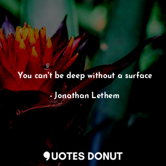  You can't be deep without a surface... - Jonathan Lethem - Quotes Donut