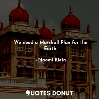  We need a Marshall Plan for the Earth.... - Naomi Klein - Quotes Donut