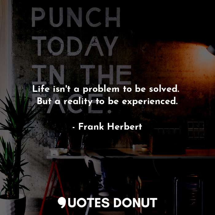 Life isn't a problem to be solved.  But a reality to be experienced.