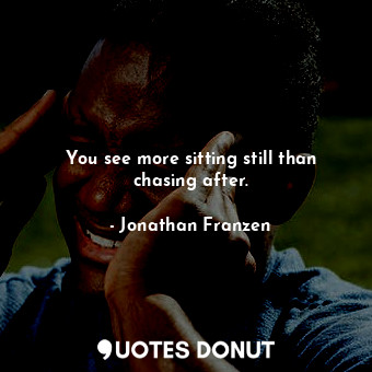  You see more sitting still than chasing after.... - Jonathan Franzen - Quotes Donut