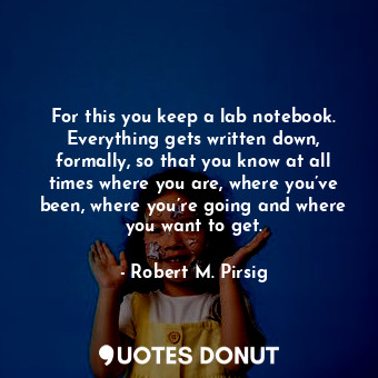 For this you keep a lab notebook. Everything gets written down, formally, so that you know at all times where you are, where you’ve been, where you’re going and where you want to get.