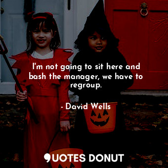  I&#39;m not going to sit here and bash the manager, we have to regroup.... - David Wells - Quotes Donut