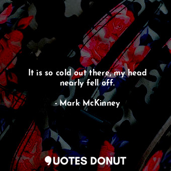  It is so cold out there, my head nearly fell off.... - Mark McKinney - Quotes Donut