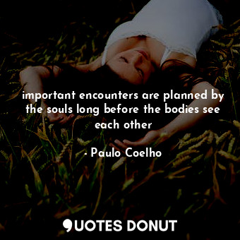  important encounters are planned by the souls long before the bodies see each ot... - Paulo Coelho - Quotes Donut