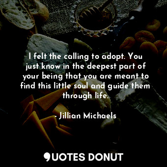  I felt the calling to adopt. You just know in the deepest part of your being tha... - Jillian Michaels - Quotes Donut