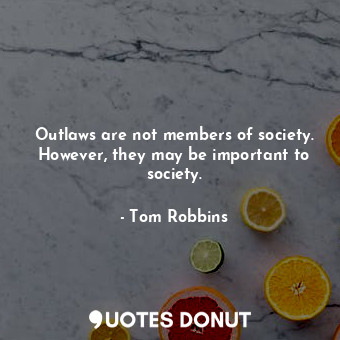 Outlaws are not members of society. However, they may be important to society.