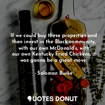  If we could buy these properties and then invest in the Black community, with ou... - Solomon Burke - Quotes Donut