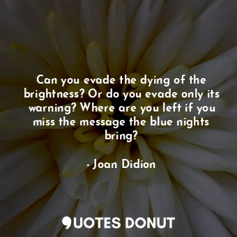  Can you evade the dying of the brightness? Or do you evade only its warning? Whe... - Joan Didion - Quotes Donut