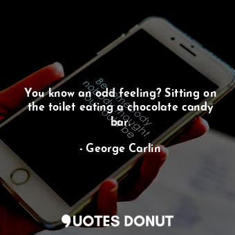  You know an odd feeling? Sitting on the toilet eating a chocolate candy bar.... - George Carlin - Quotes Donut