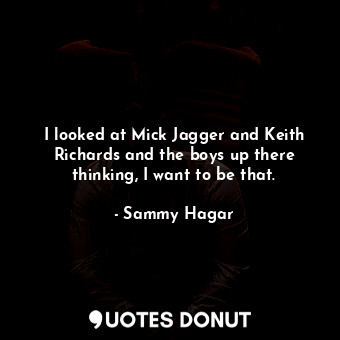  I looked at Mick Jagger and Keith Richards and the boys up there thinking, I wan... - Sammy Hagar - Quotes Donut