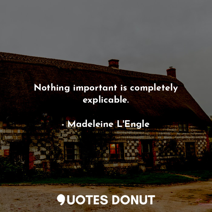 Nothing important is completely explicable.