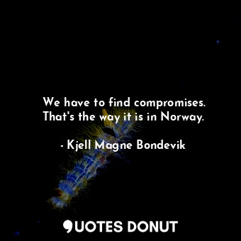 We have to find compromises. That&#39;s the way it is in Norway.