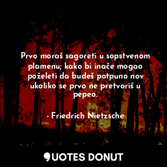  Prvo moraš sagoreti u sopstvenom plamenu; kako bi inače mogao poželeti da budeš ... - Friedrich Nietzsche - Quotes Donut