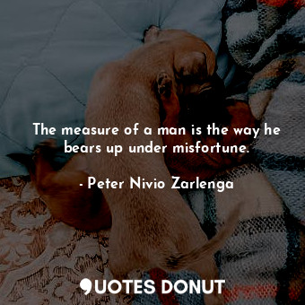 The measure of a man is the way he bears up under misfortune.