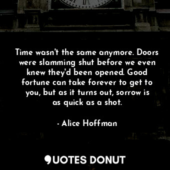  Time wasn't the same anymore. Doors were slamming shut before we even knew they'... - Alice Hoffman - Quotes Donut